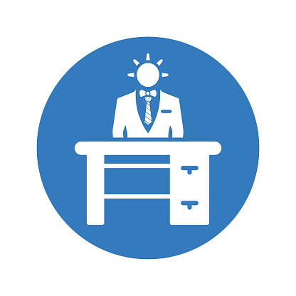Beautiful design and fully editable Reception, receptionist, desk, lobby, office, service icon for commercial, print media, web or any type of design projects.